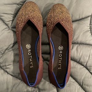 Like new purple and gold Rothy’s ballet flats